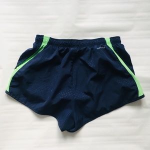 Nike Dri Fit Running Shorts Navy and Green